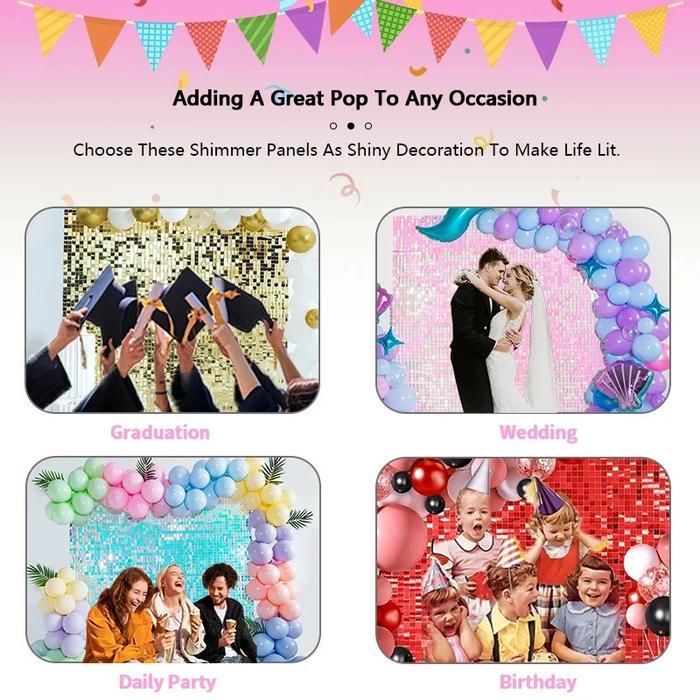 [VINNATSU]5PCS BACKDROP ULANG TAHUN LAMARAN WEDDING SEQUIN TILE WALL PANEL SQUARE BACKGROUND ESTETIK