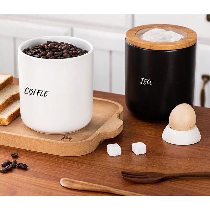 [MS]1SET TEMPAT PENYIMPANAN KOPI TEH GULA/TOPLES KOPI KERAMIK SET 3IN1