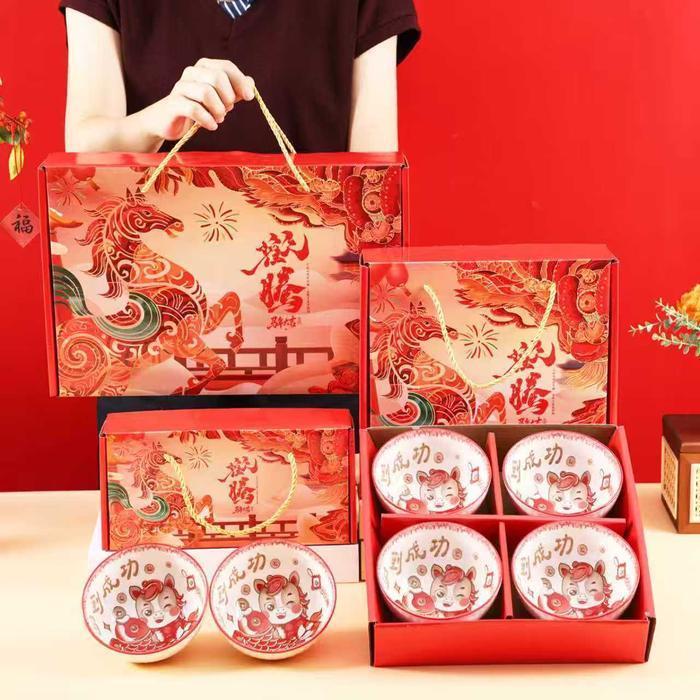 EDISI IMLEK Ideame Hampers Mangkok Imlek Keramik Motif Set / Gift Imlek Premium Hampers Mangkok /