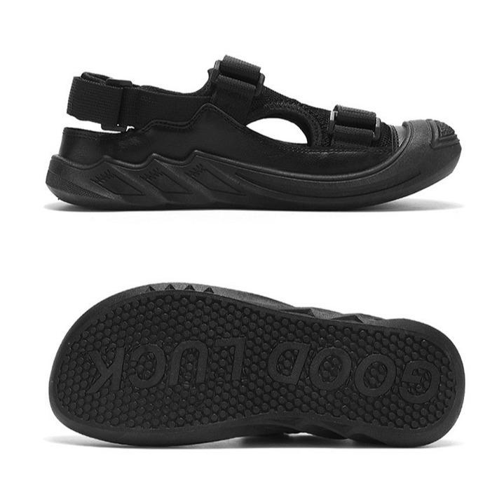 Ada FED Sandal Pria Okayama Black Sendal Anti Licin Berventilasi Untuk Santai outdoor Hiking Pantai