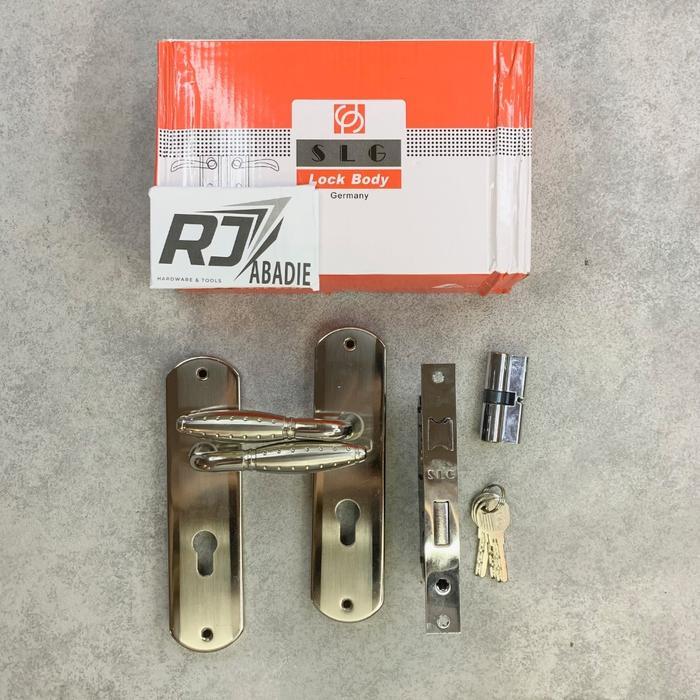 Handle Gagang Kunci Pintu Tanggung Bulat Aluminium Soligen SET CP / GP