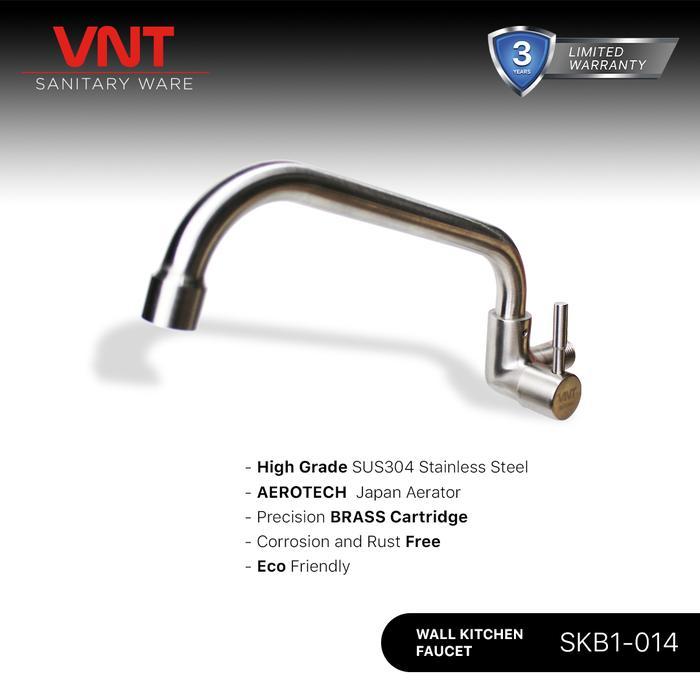 VNT Kran Cuci Piring Stainless Leher Bebek Keran Air Tembok Sink Dapur