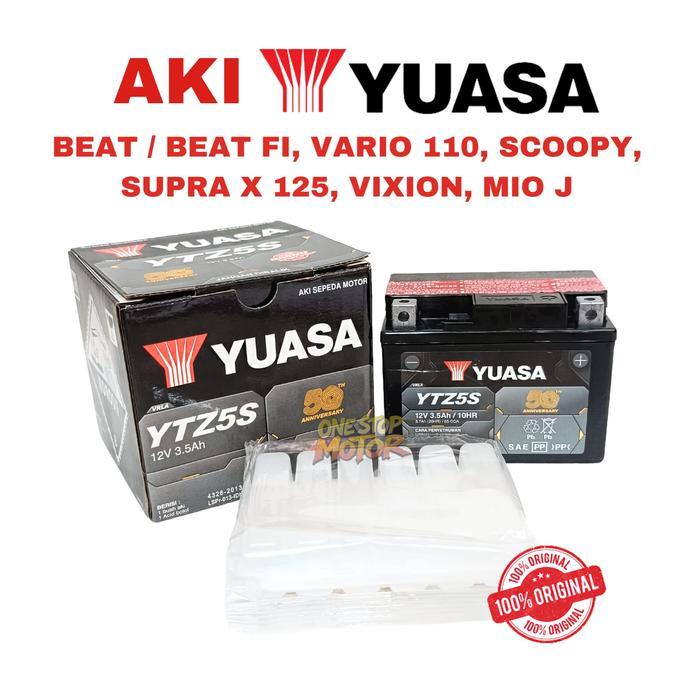 Aki Yuasa Beat Vario Vixion Supra X 125 Mio J Soul Ytz5S 12V, 3,5Ah Original Ori Asli Yuasa