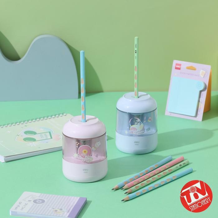 [Agnez Mo] Deli Electric Rotary Sharpener / Rautan Otomatis Runcing Terjamin