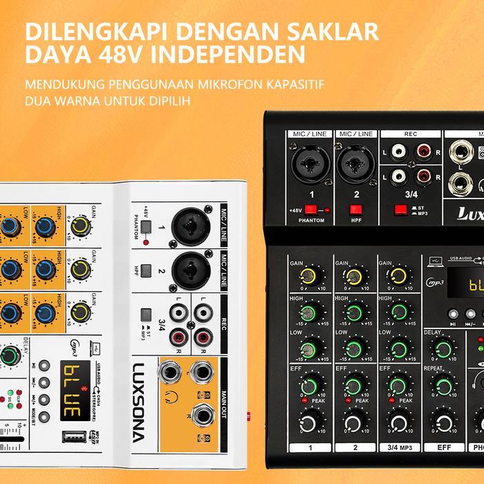 LUXSONA Mixer reverb 4-channel/mixer mini profesional/mixer audio murah/misker Bluetooth dengan