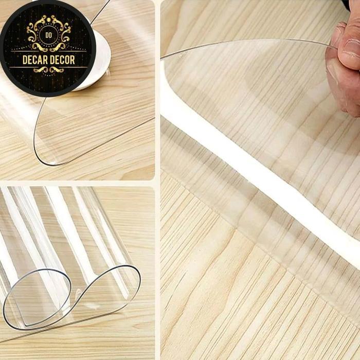 Taplak Meja Mika Tebal Bening Transparan 0.5 mm Waterproof