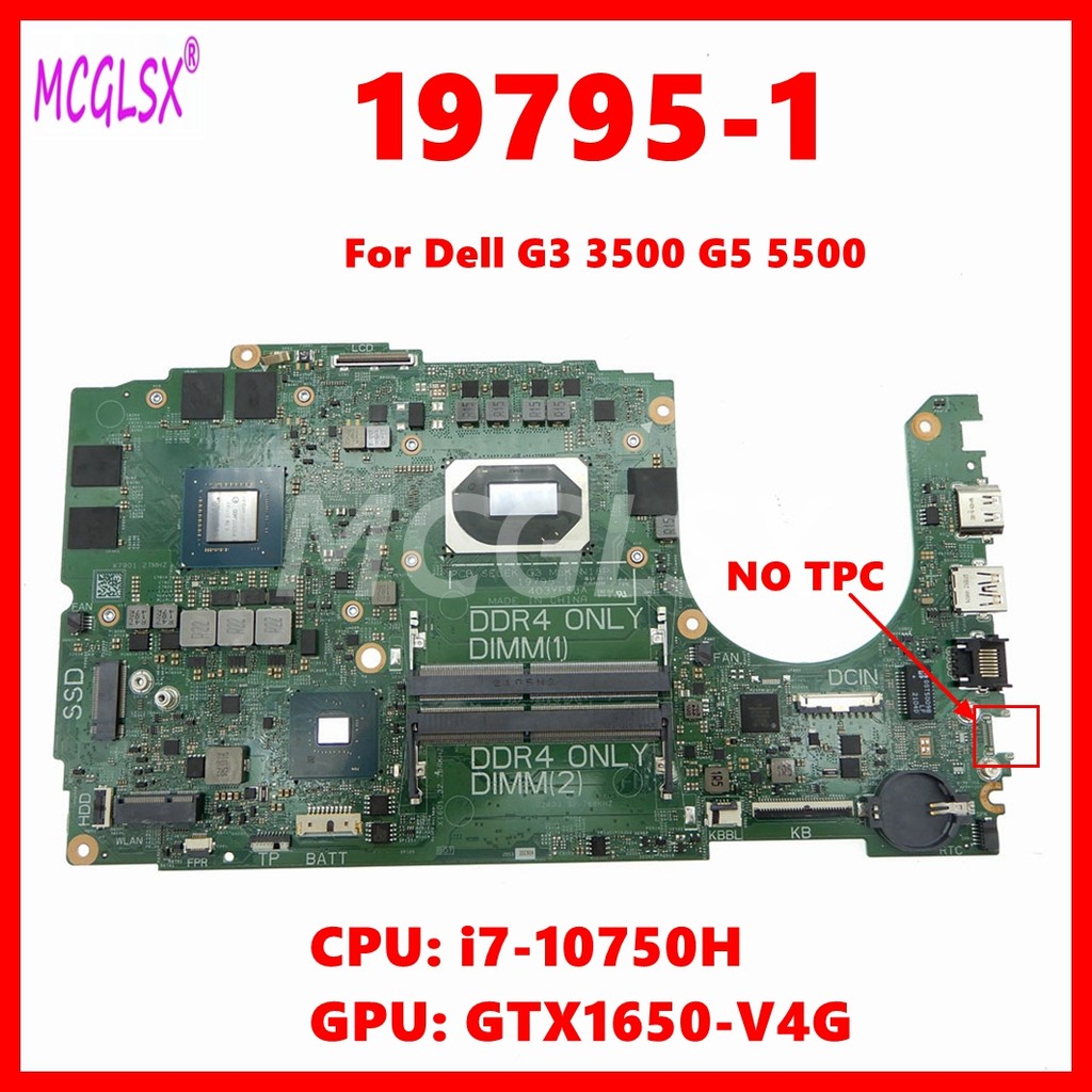 19795-1 Laptop Motherboard For Dell G3 3500 G5 5500 Notebook Mainboard With I7-10750H Cpu