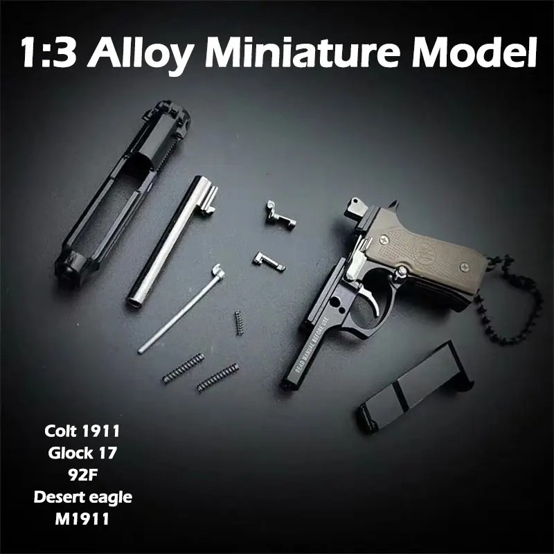 1:3 Anti-Stress Toys Metal Pistol Gun Keychain Ature El Beret A 92F Colt 1911 G17 Men'S And Women'S