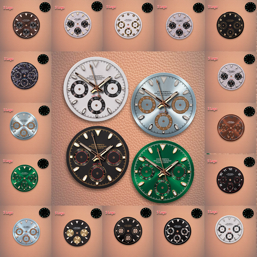 Hot Sales 29.5Mm S Logo Vk63 Panda Dial Meteorite Dial Rose Index Green Noctilucentnt Movement Watch