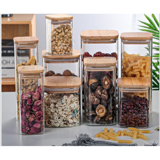 Toples kaca estetik kedap udara pasta teh gula box teh kopi persegi