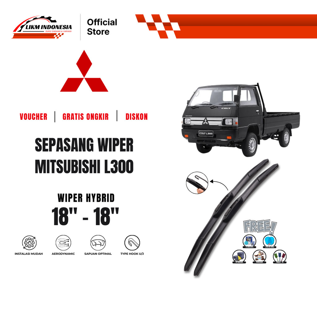 Wiper Mitsubishi L300 Hybrid Kaca Depan Mobil Free 5 Bonus