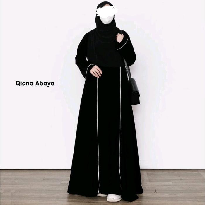 Qiana Abaya_ Dress Arabian Hitam Terbaru 2026 Simple Elegan Abaya Wanita Remaja Gamis Basic Abaya