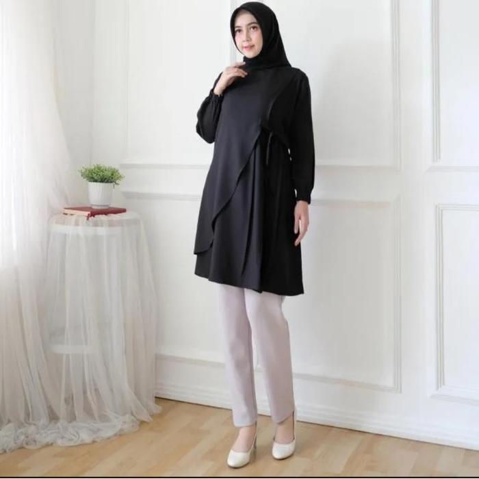 Best Seller Tunik Adnin Putih Terbaru Trend Fashion Kekinian Tunik Muslimah Putih Trendy Jumbo