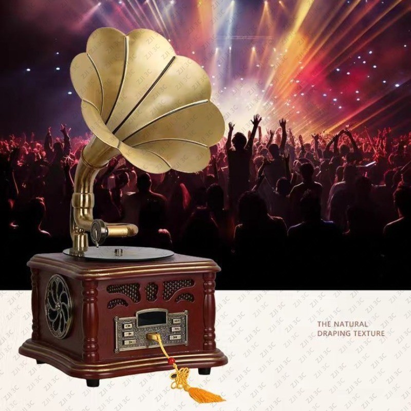 Factory Price Portable Version Gramophone Retro Style Subwoofer Speaker Bluetooth Phonograph Record