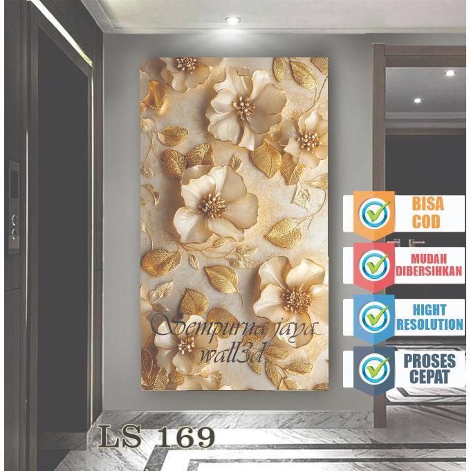 TINGGAL TEMPEL WALLPAPER STIKER DINDING VYNIL PREMIUM MOTIF BUNGA MAWAR 3D - DEKORASI DINDING BUNGA