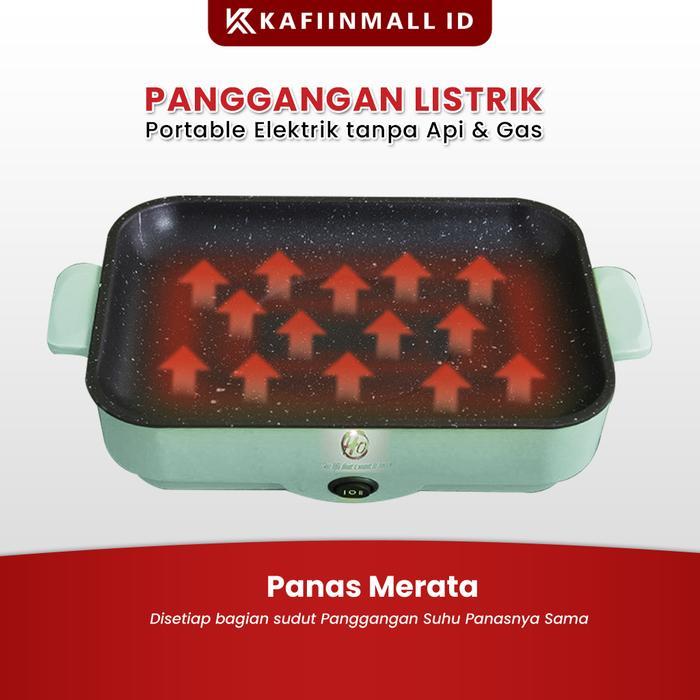 Kafiinmal Panggangan Multifungsi BBQ Elektrik Low Watt 300-600 WATT Panci Listrik Pemanggang Grill