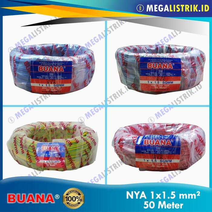 Buana NYA 1 x 1.5 mm ( Rol 50 Meter ) / Kabel Listrik Kawat Engkel Tembaga NYA 1 x 1.5mm ( 50M )