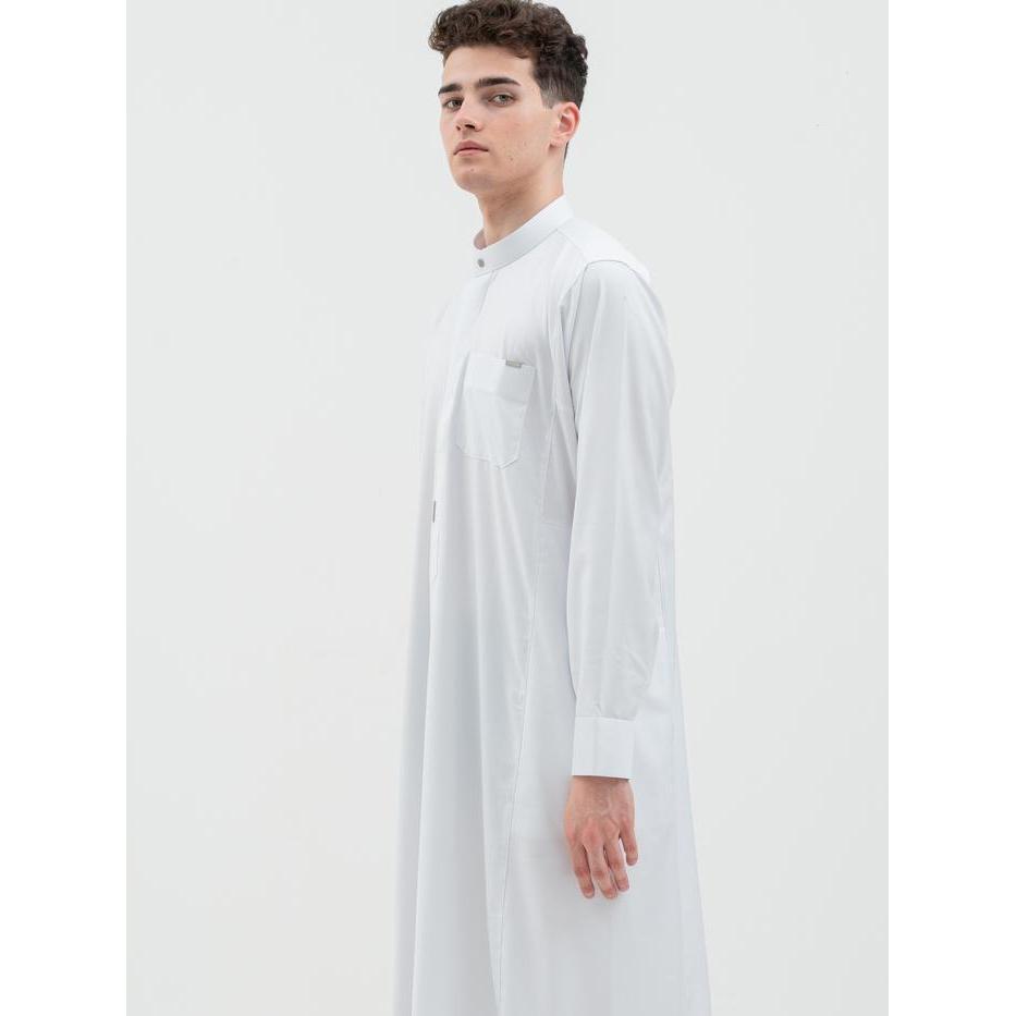 Al Haramain Series Semi Wol Thobe Thalhah Jubah / Gamis Pria Dewasa (241769/70/71) Putih