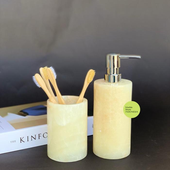 Bath Set Onyx Dispenser Soap Marmer Onyx Bathroom Set