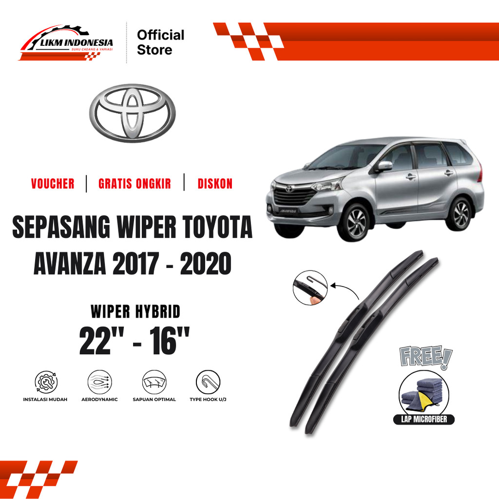 Wiper Toyota Avanza 2017-2020 Hybrid Kaca Depan Mobil Free Lap Microfiber