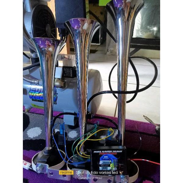 KLAKSON TELOLET 3corong+modul putus2 ala marco italy klakson angin 12v&24v Car