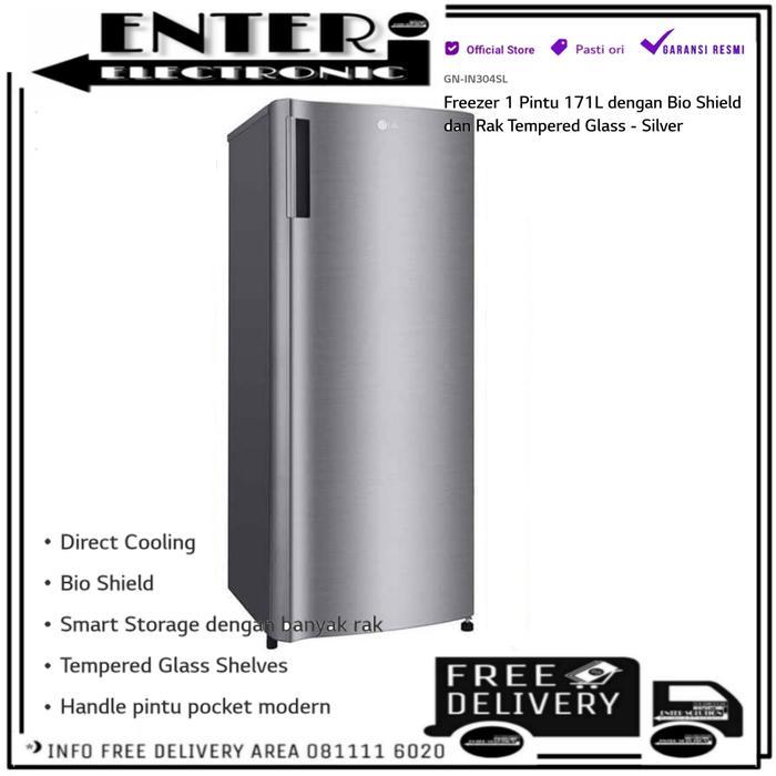 LG GN IN304SL - KULKAS FREEZER LG 6 RAK STANDING FREEZER ASI GNIN304SL