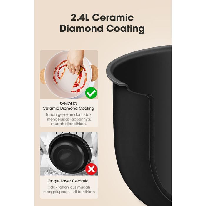 PANCI LISTRIK SAMONO 4 LITER TEFLON KERAMIK KUKUSAN PENANAK NASI STAINLESS MULTI FUNGSI RICE COOKER