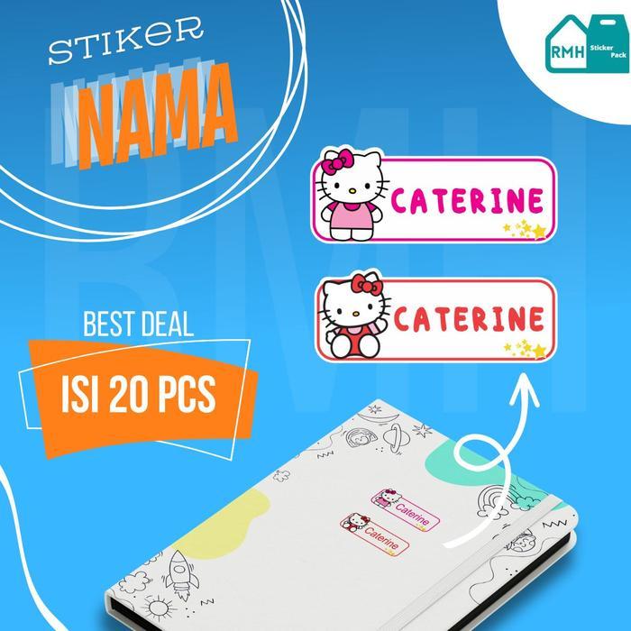Stiker Nama Anak Label Nama Stiker Sekolah Stiker Buku Stiker Label Stiker Kromo - Tema Hello Kitty