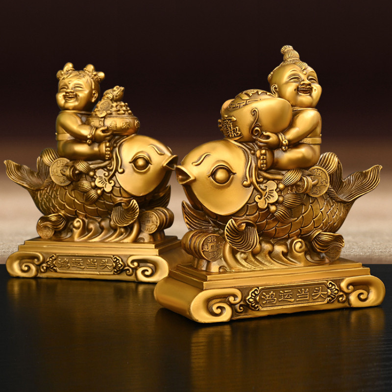 Feng Shui Copper Golden Girls Yearl Arrangement Good Fortune Boys Home Living Decor