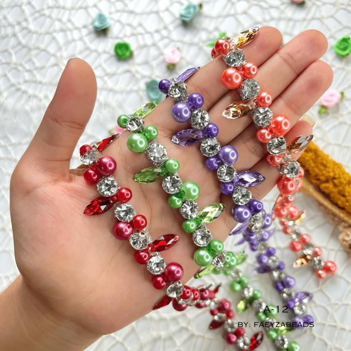 "New" Payet Rangkai Mutiara Jahit A12 / Payet Leher / Payet Pinggang / Payet Dada / Payet Mutiara