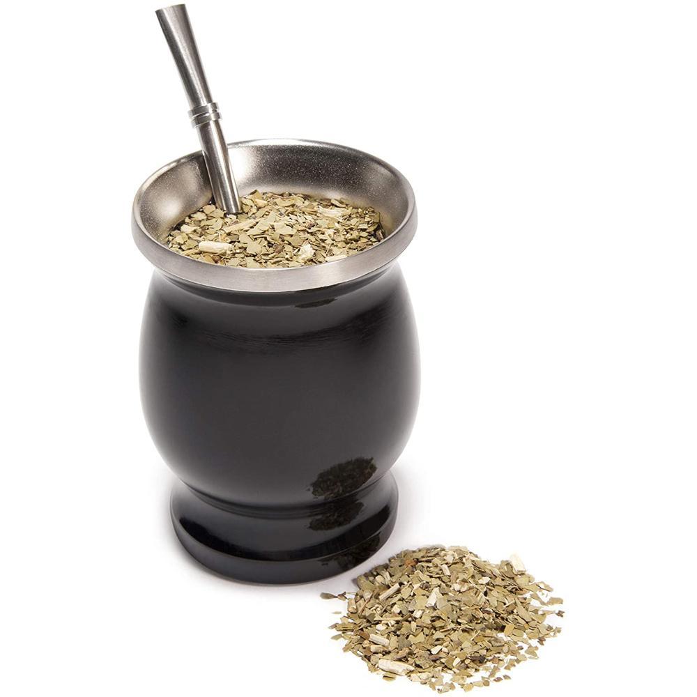 8Oz Yerba Mate Gourd Set Yerba Mate Cup Bombilla Mate Straw And Cleaning Brush Stainless Steel