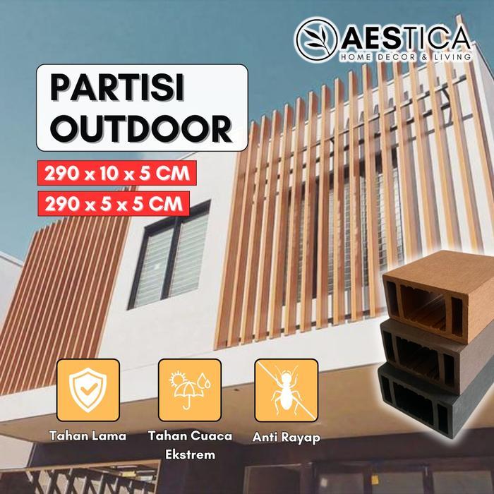 Wpc Wood Tiang Kisi-Kisi Hollow Outdoor Partisi / Sekat Outdoor Fasad Dekor Rumah Aestica