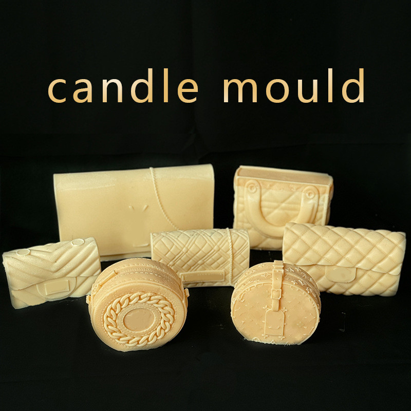 Brand Bag Aromatherapy Candle Silicone MolddiyHandbag Plaster Resin Figurine Bag Candle Mold