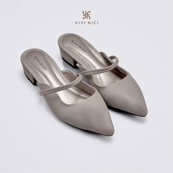 Vivi Nici - Lillie Sendal Selop Mules Wanita Hak 3 Cm Shoes Sandal Wanita Heels Wanita Tbk