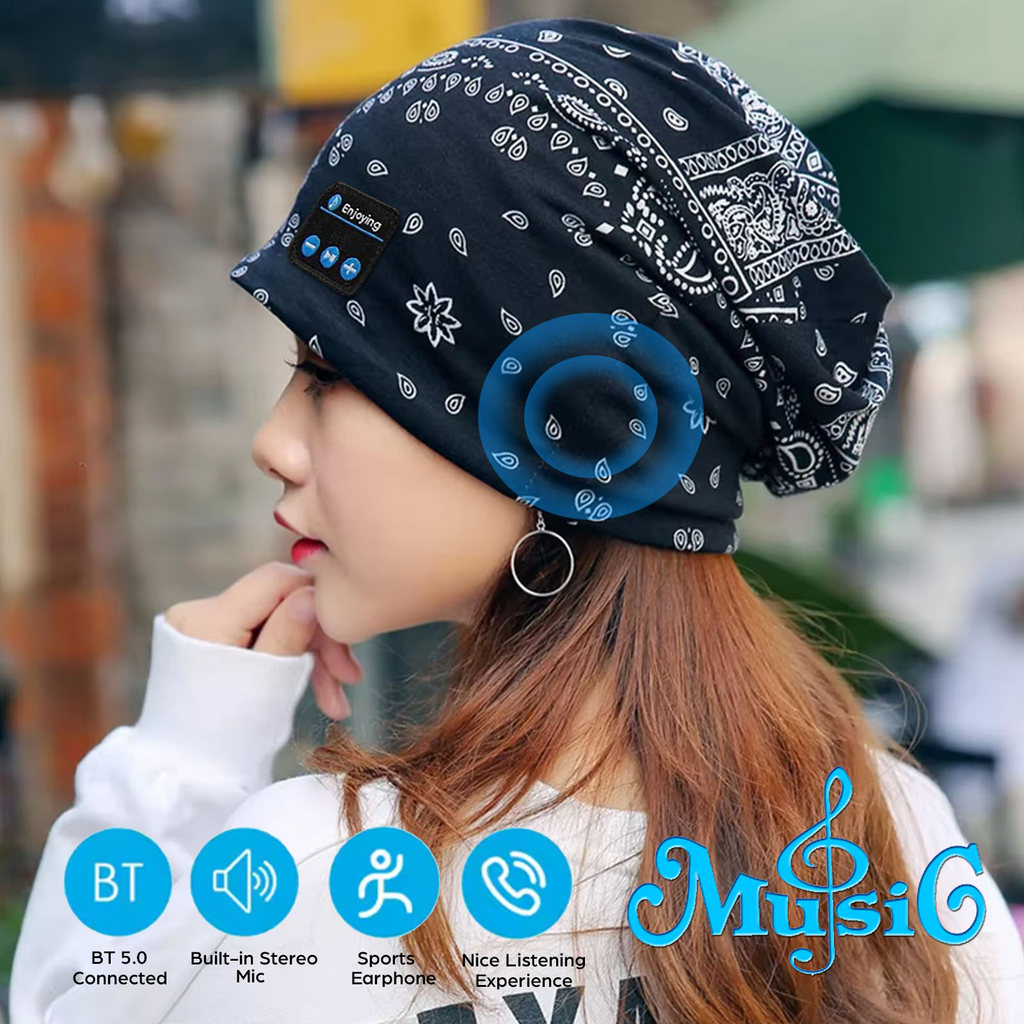 Bluetooth Headphone Wireless Smart Cap Headset Women Beanie Speaker Hunting Camping Running Music