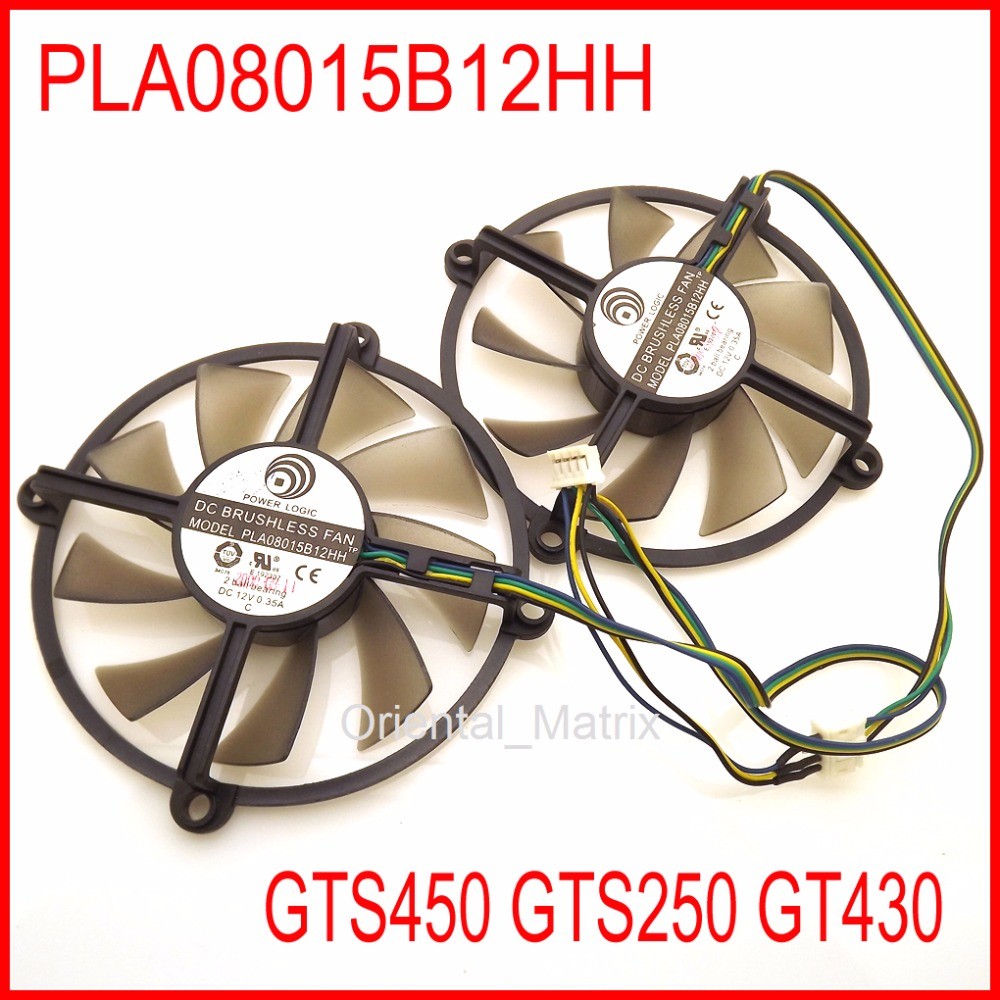 2pcs/lot PLA08015B12HH DC BRUSHLESS FAN 12V 0.35A 85mm GTS450 GTS250 GT430 Graphics Card Cooling Fan