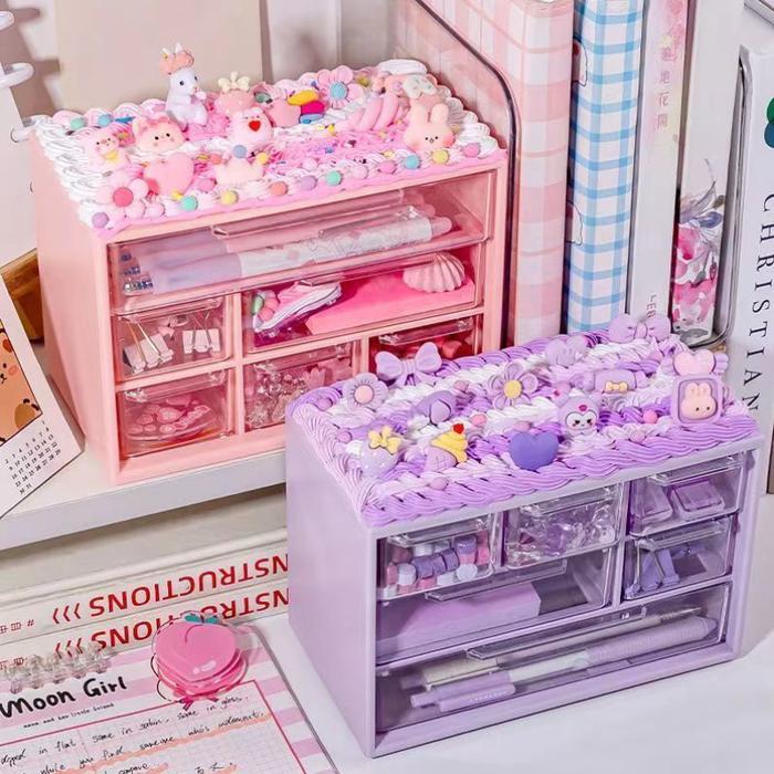 "New" Laci Kecil 9 laci/6 laciKotak Perhiasan Kotak Penyimpanan Serbaguna Laci Mini Rak Mini Kotak