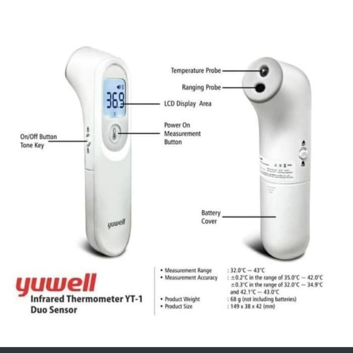 Thermometer Yuwell Original / Termometer Non Contak Yuwell Yt 1