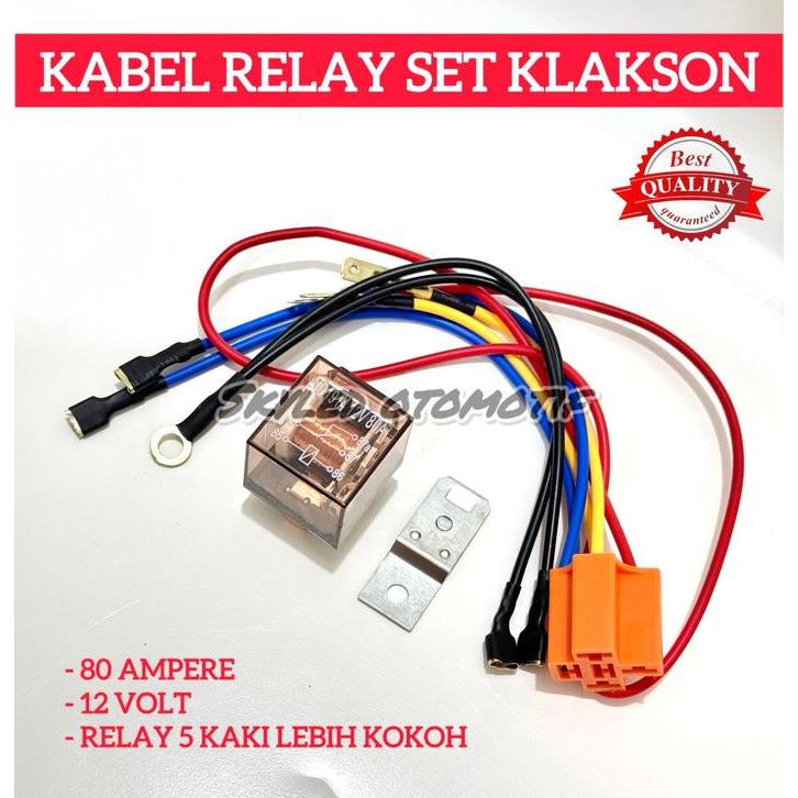 SKY PAKET ORIGINAL KABEL SET RELAY KLASKON 12V 80A KABEL RELAY 5 KAKI UNTK MOTOR DAN MOBIL UNIVERSAL