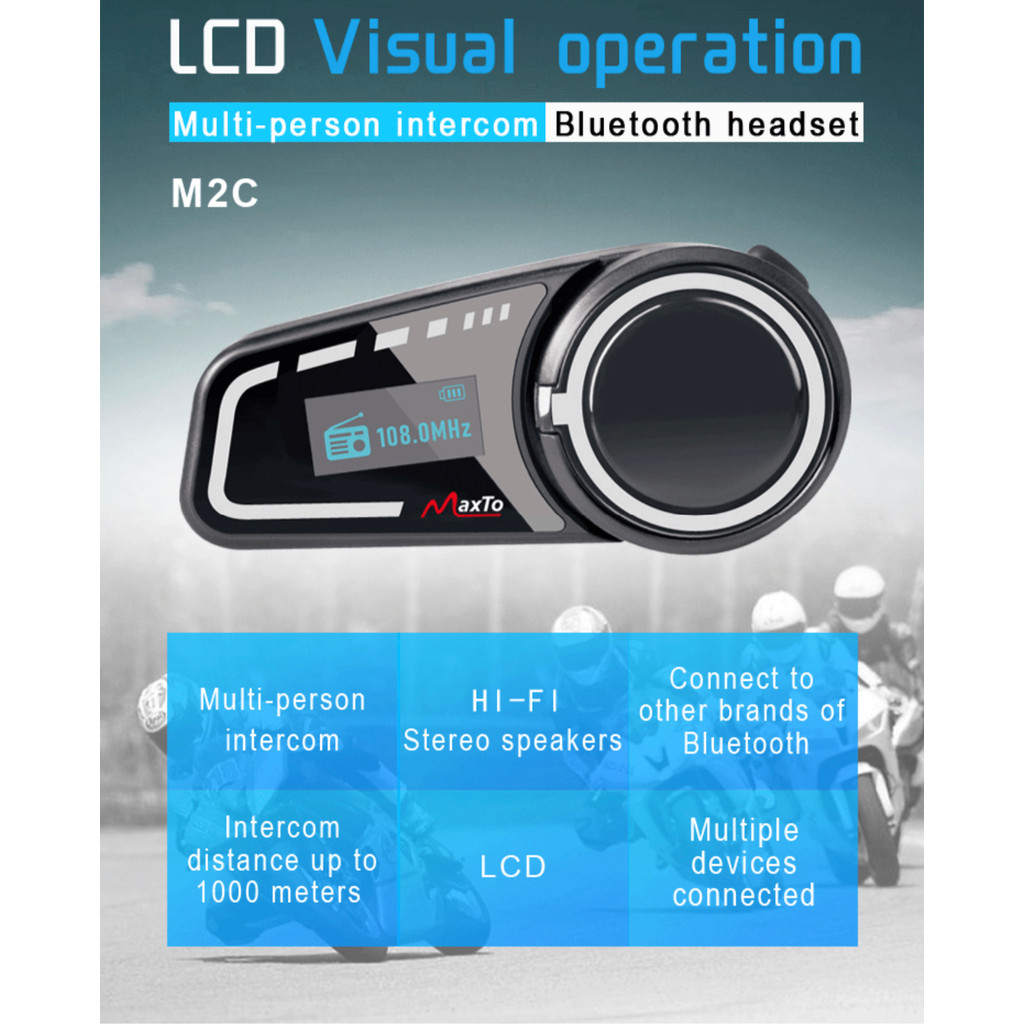 Multi-person walkie-talkie LCD motorcycle helmet IPX6 Wireless Bluetooth headset Group walkie-talkie