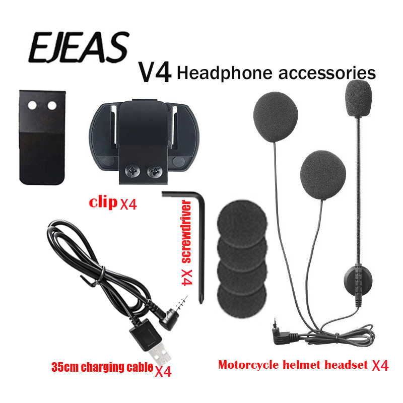 Origina EJEAS V4 PLUS Bluetooth Intercom accessories, EJEAS 3.5mm Microphone Speaker Headset And Hel