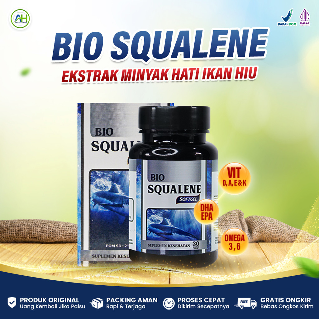 Bio Squalene Original Minyak Ikan Omega 3 6 9 Vitamin DHA BPOM Halal MUI - Anak & Dewasa