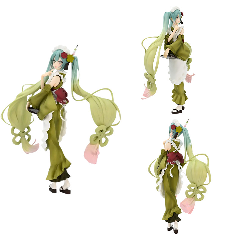 FuRyu Tokoh Anime Penyanyi Virtual Asli VOCALOID Hatsune Miku Rok Panjang Warna Matcha Mainan Action