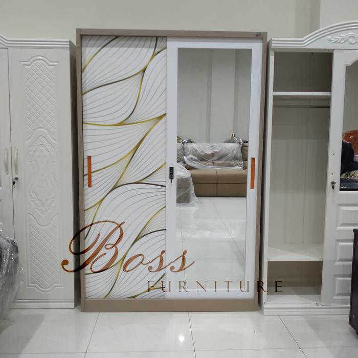 Lemari Pakaian Besi Impor Stainless Steel Motif Sliding 1200