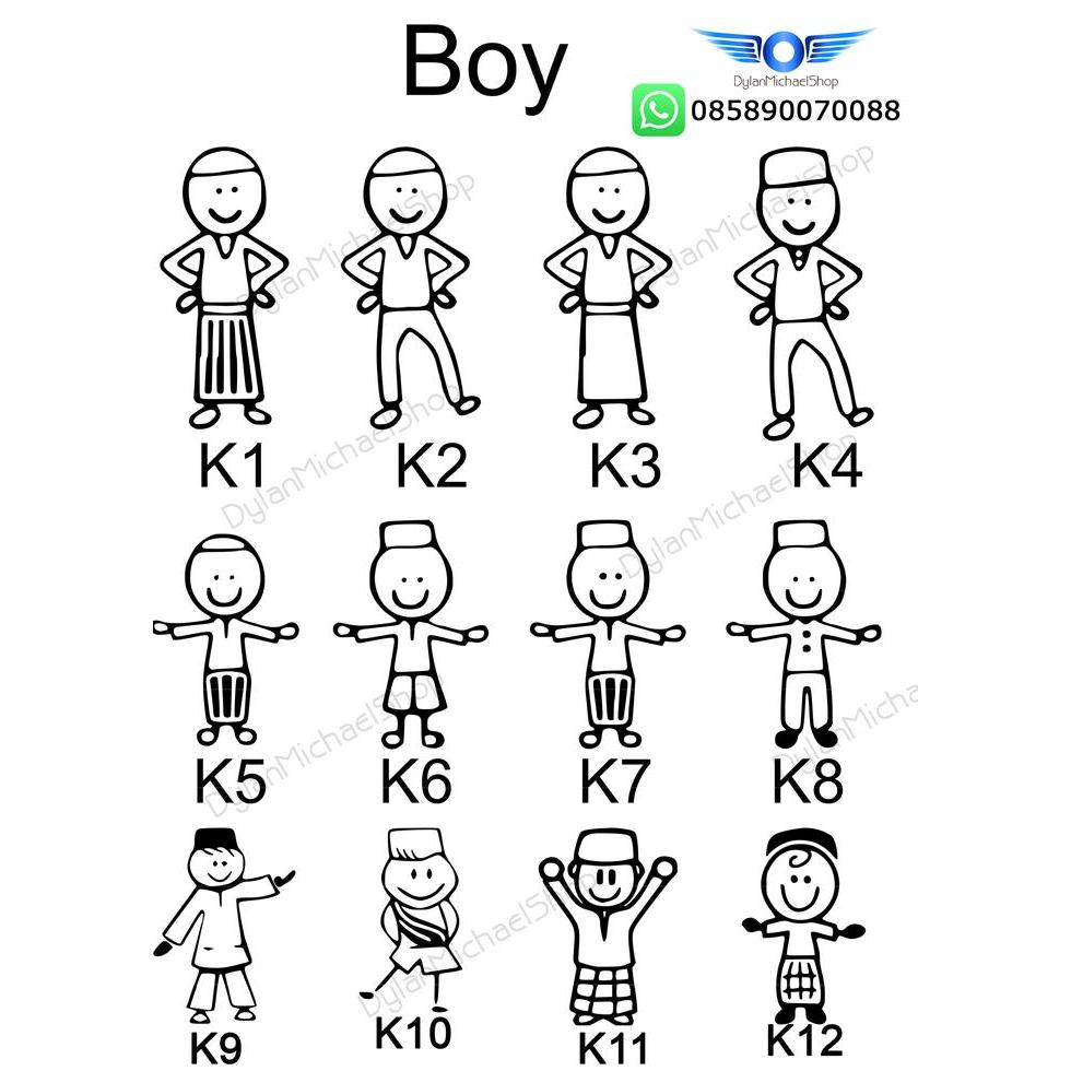 "New" Stiker Kaca Mobil Happy Family Keluarga Muslim (sticker)