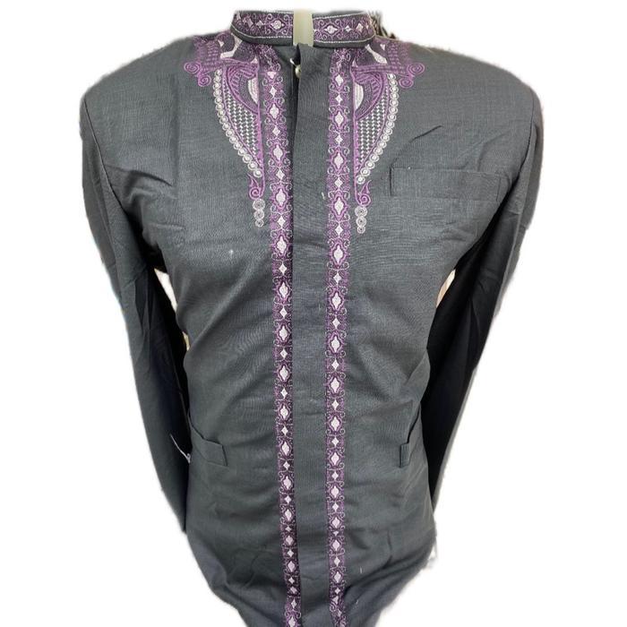 Stok Baru Jas Koko Hasgradini Katun India Lengan Panjang serian warna - Pria Dewasa - Warna Hitam -