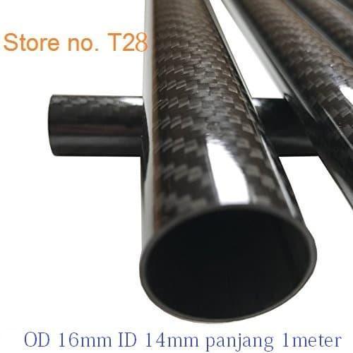 Pipa Karbon Carbon Tube 3K Od 16Mm Id 14Mm Panjang 1M 1Meter Od16Mm