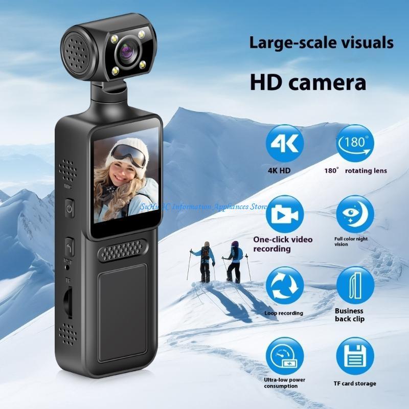 4K Action Camera 180 Degree Rotating Wifi Portable Camera Sports Body Camera