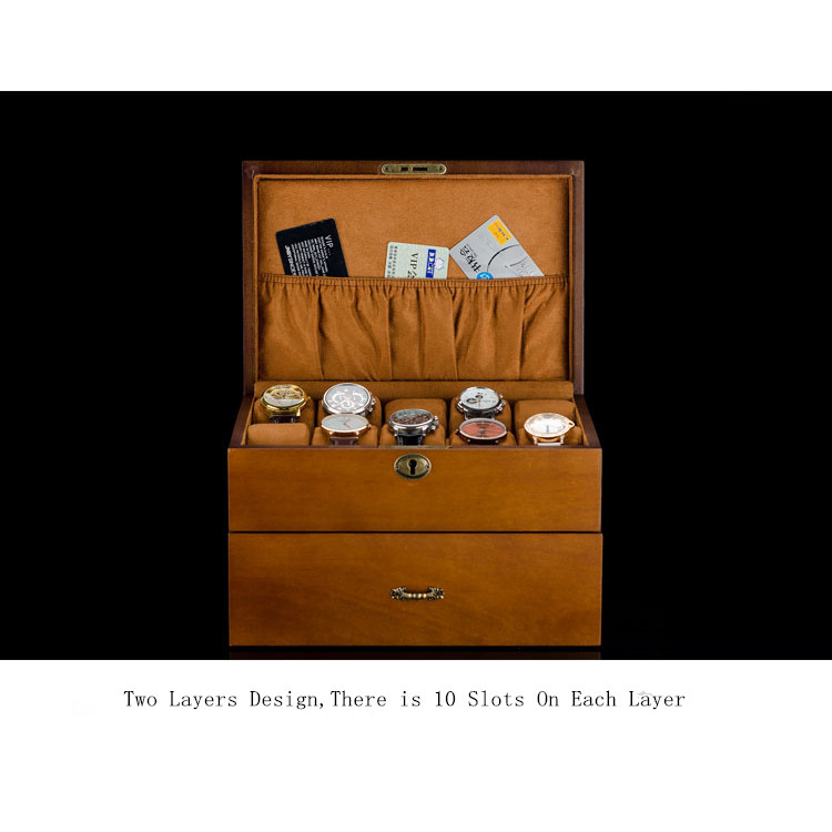 20 Slots Wood Watch Box Organizer With Lock New Watch Case Storage Box Watch Display Box Solid Wood