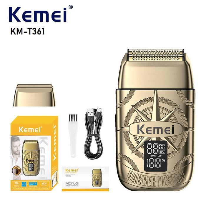 Terlaris Kemei Km-T361 Electric Shaver Cukur Kumis Jenggot Pria Mesin Pencukur Rechargeable 8500Rpm